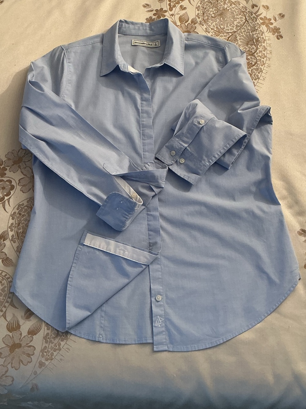 Abercrombie & Fitch Light Blue Button-Down Stretch Poplin Slim Shirt